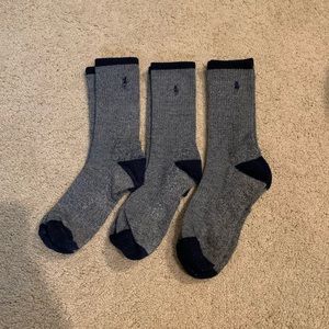 Polo Cotton-Blend Crew Sock (3 Pairs) Gray SZ L